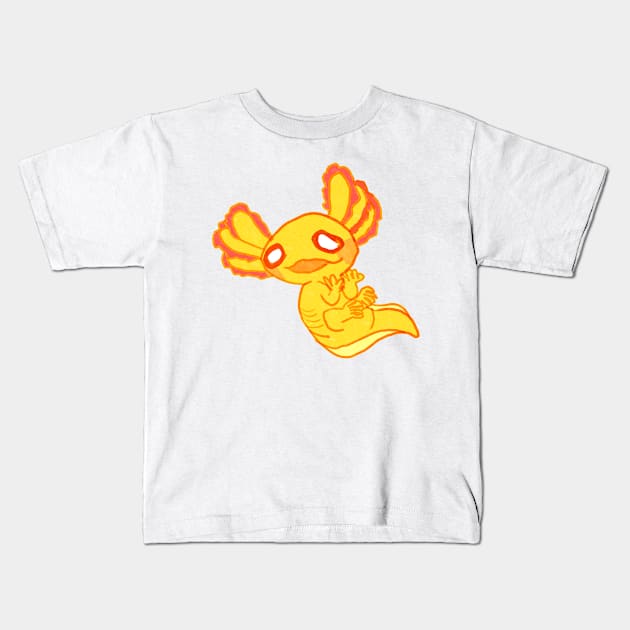 Gold albino axolotl mud puppy shirt Kids T-Shirt by KO-of-the-self